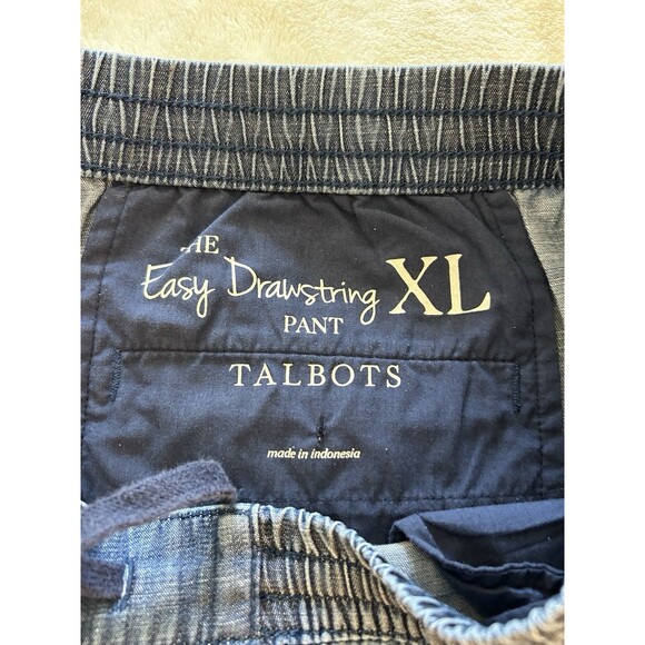 Talbots Pants Extra Large Chambray Easy Drawstring Ankle Lyocell Linen Coastal - Picture 9 of 9